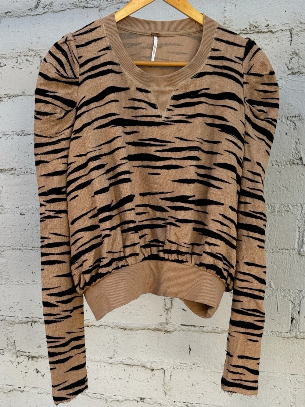 Free People Zaza Zebra Pullover Top Size M